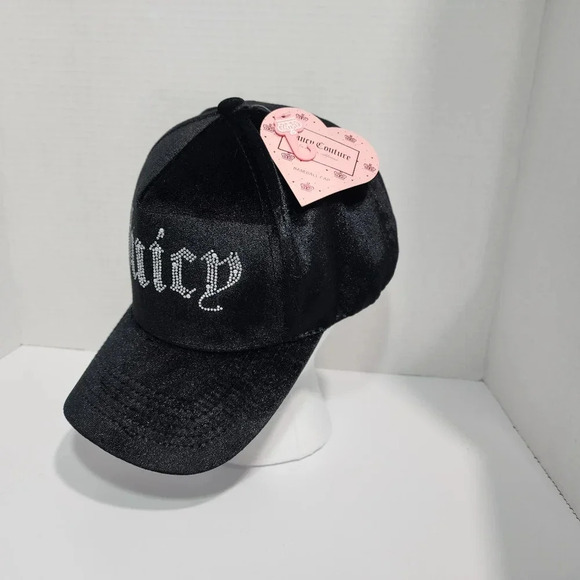 Juicy Couture - Women’s Black/Rhinestone Adjustable baseball Cap hat NWT! Y2k main image 4
